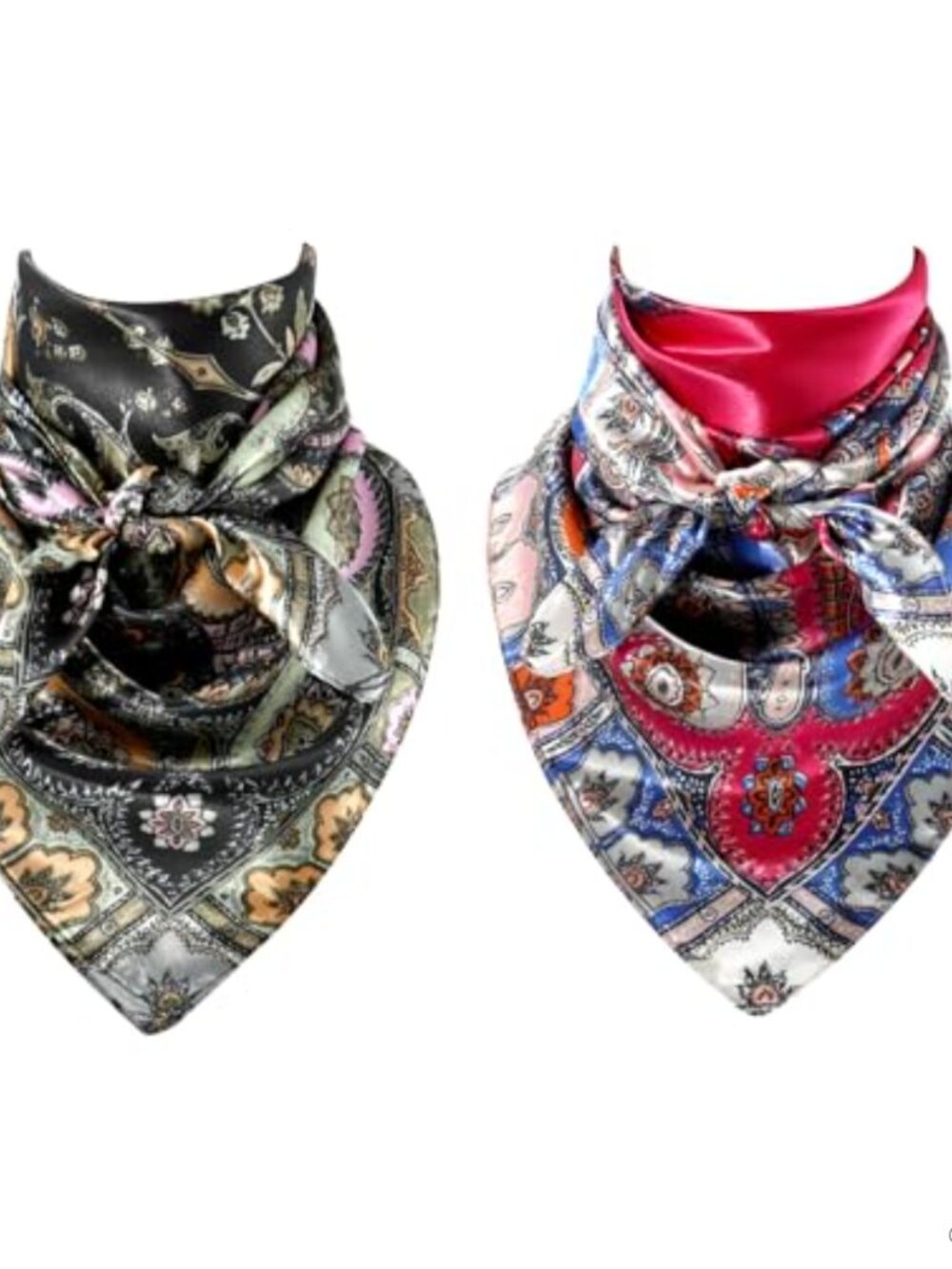 2 Pack Wild Rag Cowgirl Scarf Polyester Satin Feel Western Bandana Neckwear